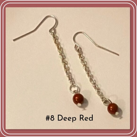 #8 Swarovski Deep Red crystal pearl earrings NEW - Picture 1 of 2